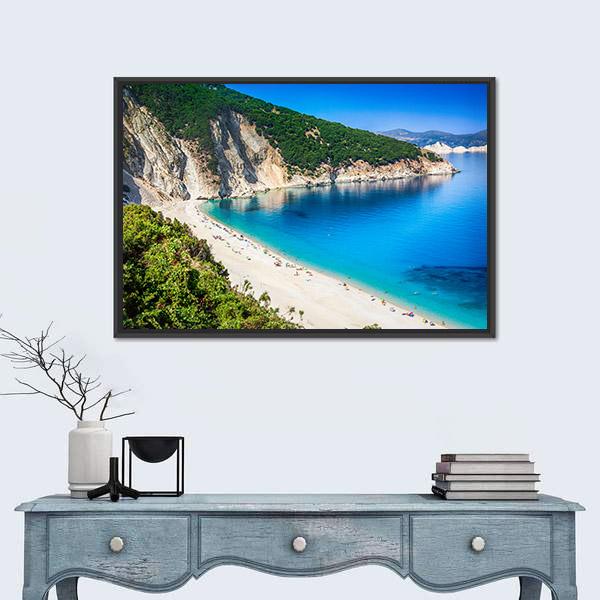 Myrtos Beach Greece Canvas Wall Art-3 Horizontal-Gallery Wrap-25" x 16"-Tiaracle