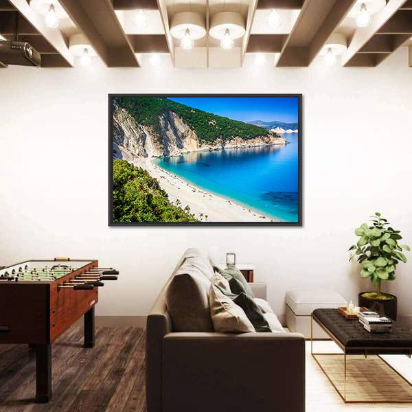 Myrtos Beach Greece Canvas Wall Art-3 Horizontal-Gallery Wrap-25" x 16"-Tiaracle