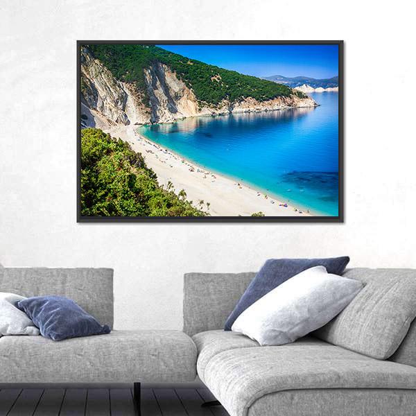 Myrtos Beach Greece Canvas Wall Art-3 Horizontal-Gallery Wrap-25" x 16"-Tiaracle
