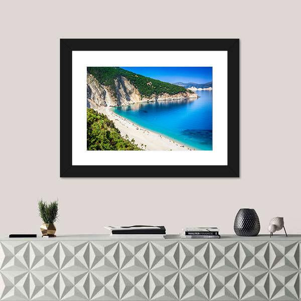Myrtos Beach Greece Canvas Wall Art-3 Horizontal-Gallery Wrap-25" x 16"-Tiaracle