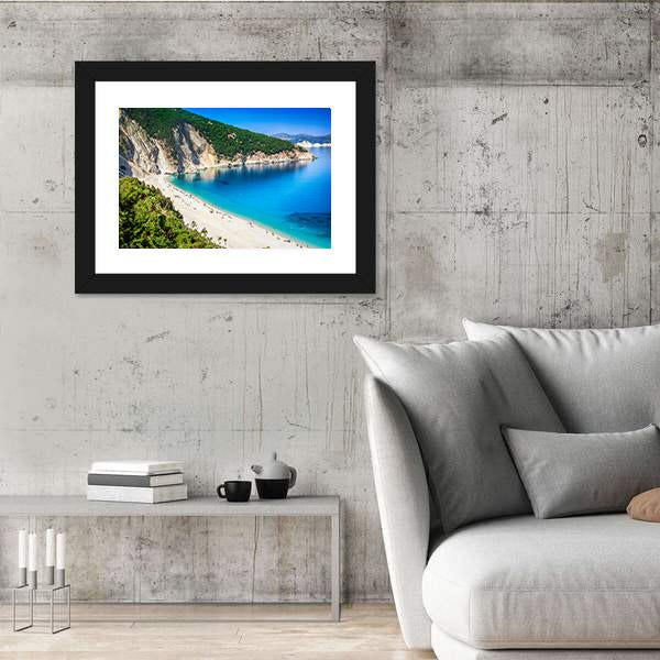Myrtos Beach Greece Canvas Wall Art-3 Horizontal-Gallery Wrap-25" x 16"-Tiaracle