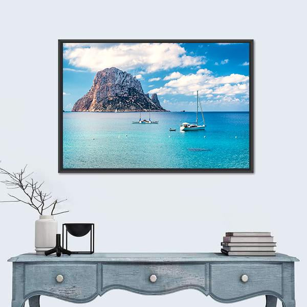 Mysterious Island Of Es Vedra Canvas Wall Art-1 Piece-Floating Frame-24" x 16"-Tiaracle