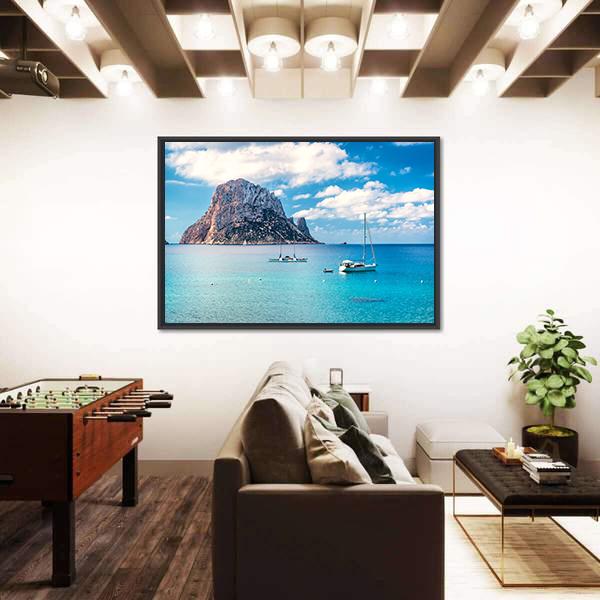 Mysterious Island Of Es Vedra Canvas Wall Art-3 Horizontal-Gallery Wrap-25" x 16"-Tiaracle