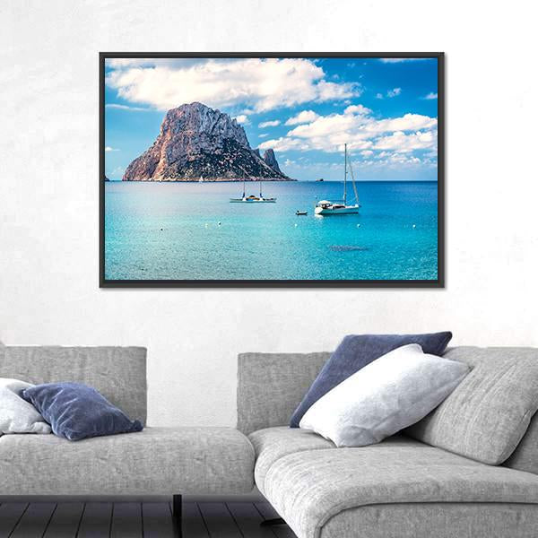 Mysterious Island Of Es Vedra Canvas Wall Art-3 Horizontal-Gallery Wrap-25" x 16"-Tiaracle