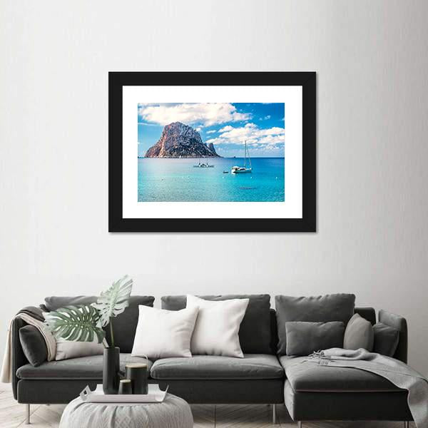 Mysterious Island Of Es Vedra Canvas Wall Art-3 Horizontal-Gallery Wrap-25" x 16"-Tiaracle