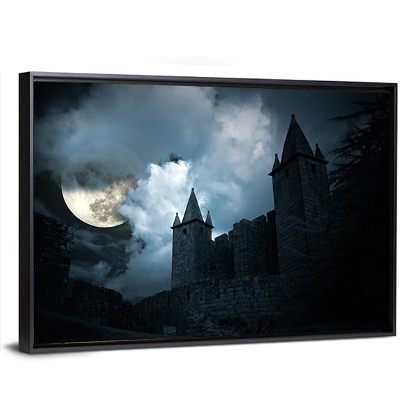 Mysterious Medieval Castle Canvas Wall Art-1 Piece-Floating Frame-24" x 16"-Tiaracle