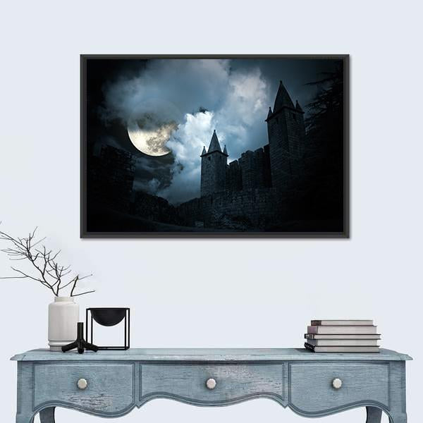 Mysterious Medieval Castle Canvas Wall Art-3 Horizontal-Gallery Wrap-25" x 16"-Tiaracle