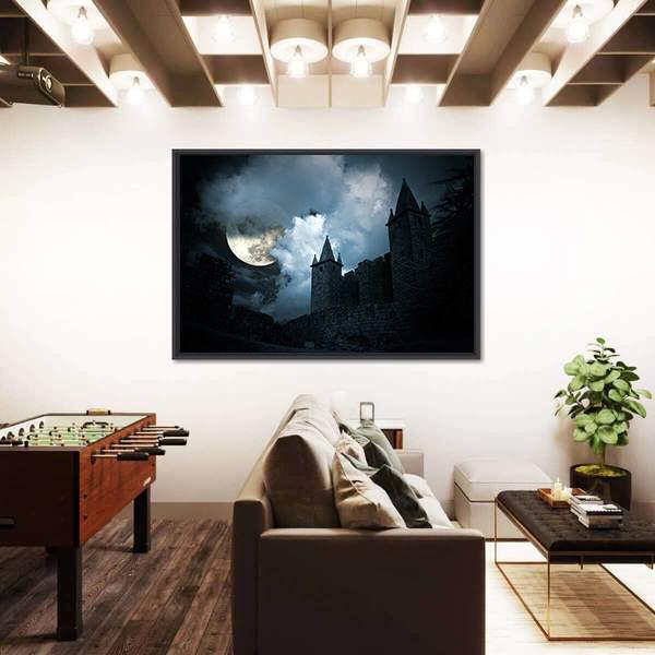 Mysterious Medieval Castle Canvas Wall Art-3 Horizontal-Gallery Wrap-25" x 16"-Tiaracle