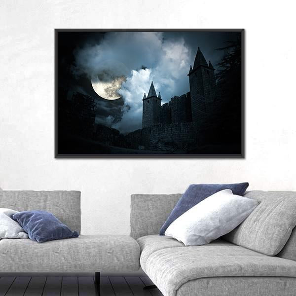 Mysterious Medieval Castle Canvas Wall Art-3 Horizontal-Gallery Wrap-25" x 16"-Tiaracle