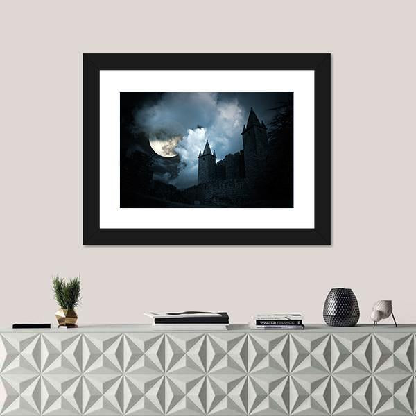 Mysterious Medieval Castle Canvas Wall Art-3 Horizontal-Gallery Wrap-25" x 16"-Tiaracle