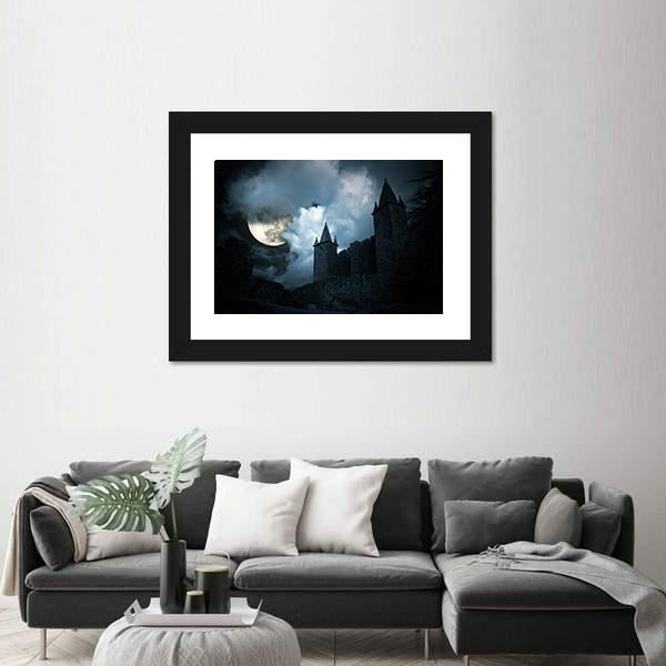 Mysterious Medieval Castle Canvas Wall Art-3 Horizontal-Gallery Wrap-25" x 16"-Tiaracle