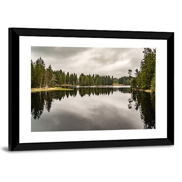 Mystery Lake With Forest Canvas Wall Art-3 Horizontal-Gallery Wrap-25" x 16"-Tiaracle