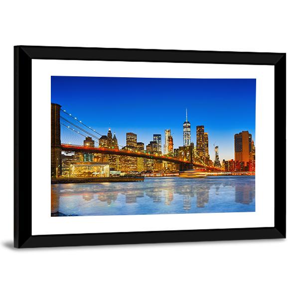 NY City From River Canvas Wall Art-5 Horizontal-Gallery Wrap-22" x 12"-Tiaracle