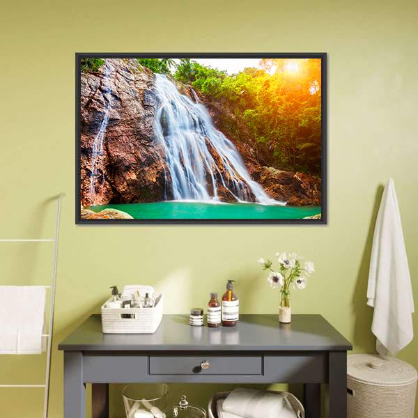 Na Muang Waterfalls Canvas Wall Art-3 Horizontal-Gallery Wrap-25" x 16"-Tiaracle