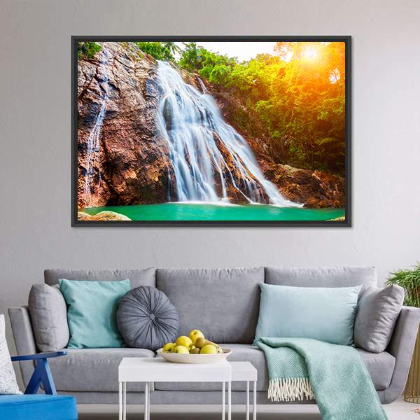 Na Muang Waterfalls Canvas Wall Art-3 Horizontal-Gallery Wrap-25" x 16"-Tiaracle