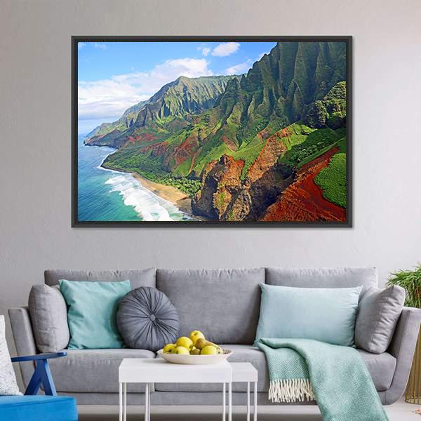 Na Pali Coast Hawaii Canvas Wall Art-3 Horizontal-Gallery Wrap-25" x 16"-Tiaracle