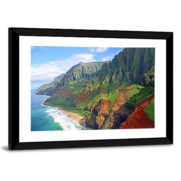 Na Pali Coast Hawaii Canvas Wall Art-3 Horizontal-Gallery Wrap-25" x 16"-Tiaracle
