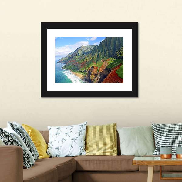 Na Pali Coast Hawaii Canvas Wall Art-3 Horizontal-Gallery Wrap-25" x 16"-Tiaracle