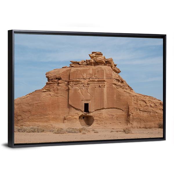 Nabataean Tomb Canvas Wall Art-3 Horizontal-Gallery Wrap-25" x 16"-Tiaracle