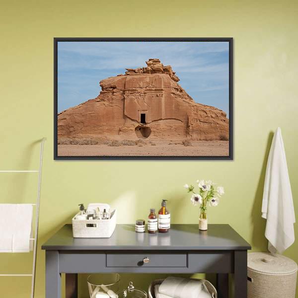 Nabataean Tomb Canvas Wall Art-3 Horizontal-Gallery Wrap-25" x 16"-Tiaracle