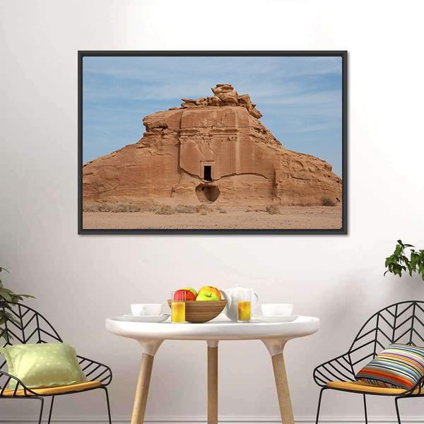 Nabataean Tomb Canvas Wall Art-3 Horizontal-Gallery Wrap-25" x 16"-Tiaracle