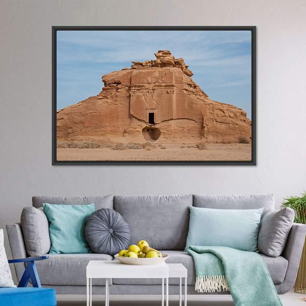 Nabataean Tomb Canvas Wall Art-3 Horizontal-Gallery Wrap-25" x 16"-Tiaracle