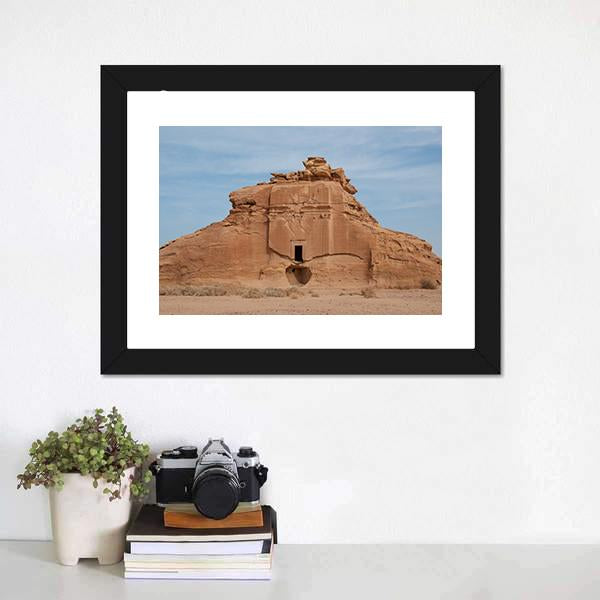Nabataean Tomb Canvas Wall Art-3 Horizontal-Gallery Wrap-25" x 16"-Tiaracle