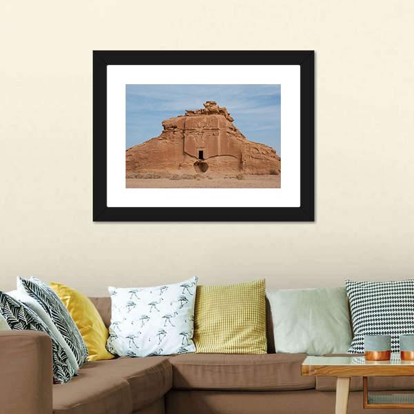 Nabataean Tomb Canvas Wall Art-3 Horizontal-Gallery Wrap-25" x 16"-Tiaracle