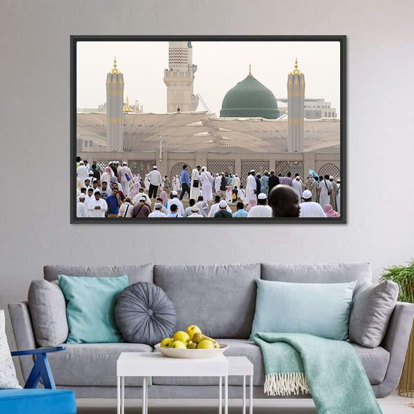 Nabawi Mosque Canvas Wall Art-3 Horizontal-Gallery Wrap-25" x 16"-Tiaracle