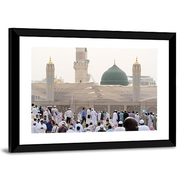 Nabawi Mosque Canvas Wall Art-1 Piece-Framed Print-20" x 16"-Tiaracle