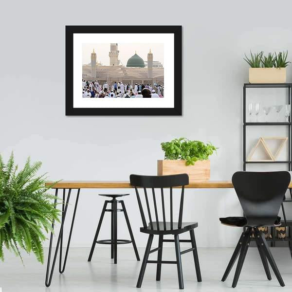 Nabawi Mosque Canvas Wall Art-3 Horizontal-Gallery Wrap-25" x 16"-Tiaracle