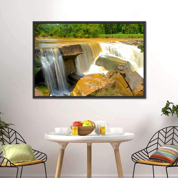 Namtok Kaeng Sopha Waterfall Canvas Wall Art-3 Horizontal-Gallery Wrap-25" x 16"-Tiaracle