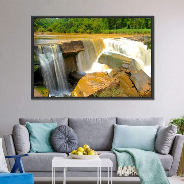 Namtok Kaeng Sopha Waterfall Canvas Wall Art-3 Horizontal-Gallery Wrap-25" x 16"-Tiaracle