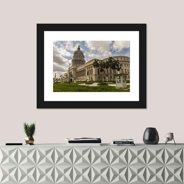 National Capitol In Havana Canvas Wall Art-1 Piece-Framed Print-42&quot; x 14&quot;-Tiaracle