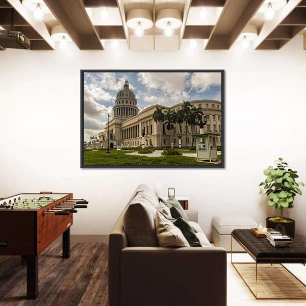 National Capitol In Havana Canvas Wall Art-3 Horizontal-Gallery Wrap-25" x 16"-Tiaracle