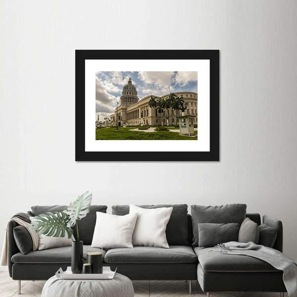 National Capitol In Havana Canvas Wall Art-3 Horizontal-Gallery Wrap-25" x 16"-Tiaracle