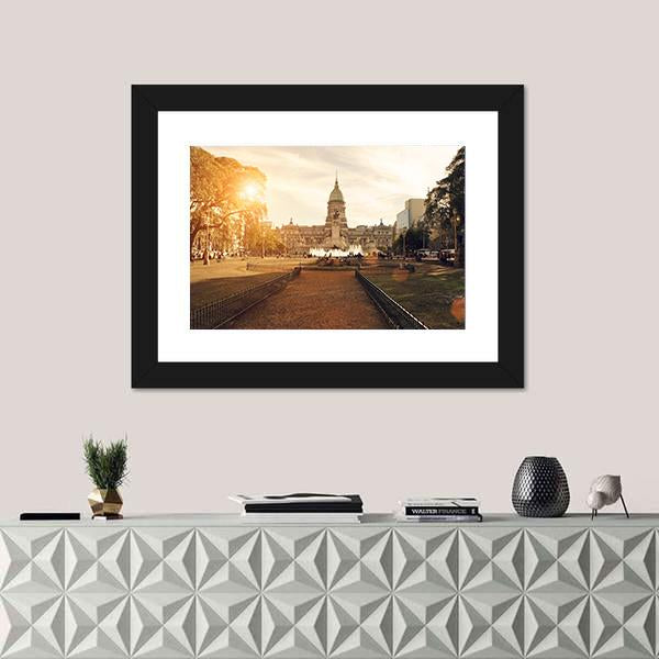 National Congress In Buenos Aires Canvas Wall Art-1 Piece-Framed Print-20" x 16"-Tiaracle