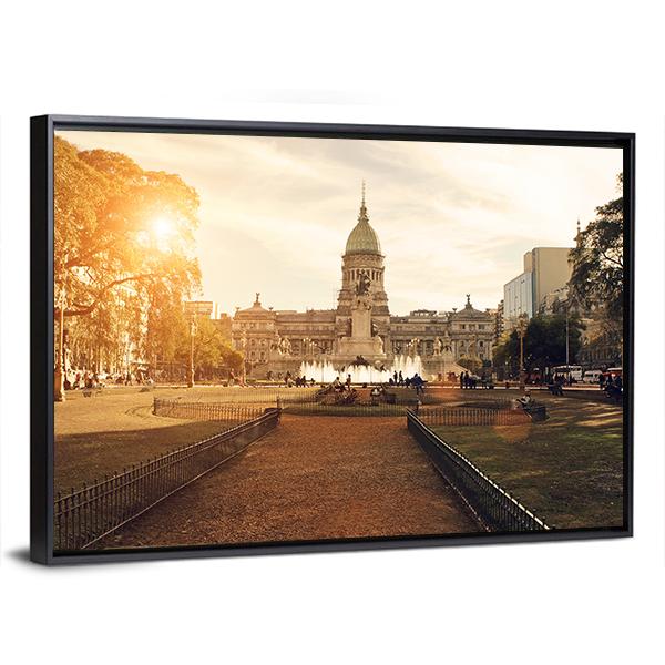 National Congress In Buenos Aires Canvas Wall Art-3 Horizontal-Gallery Wrap-25" x 16"-Tiaracle