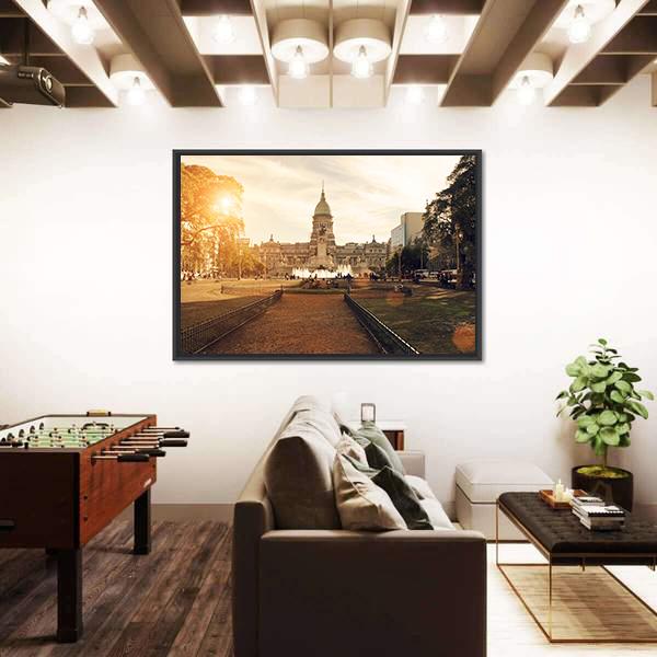 National Congress In Buenos Aires Canvas Wall Art-3 Horizontal-Gallery Wrap-25" x 16"-Tiaracle