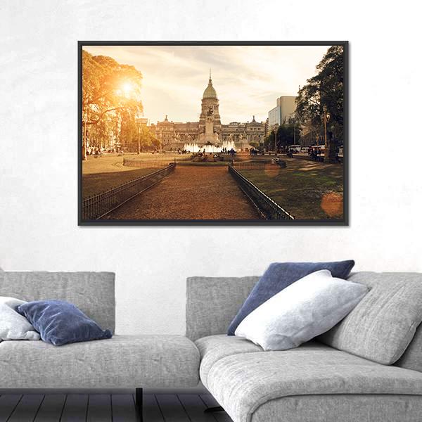 National Congress In Buenos Aires Canvas Wall Art-3 Horizontal-Gallery Wrap-25" x 16"-Tiaracle