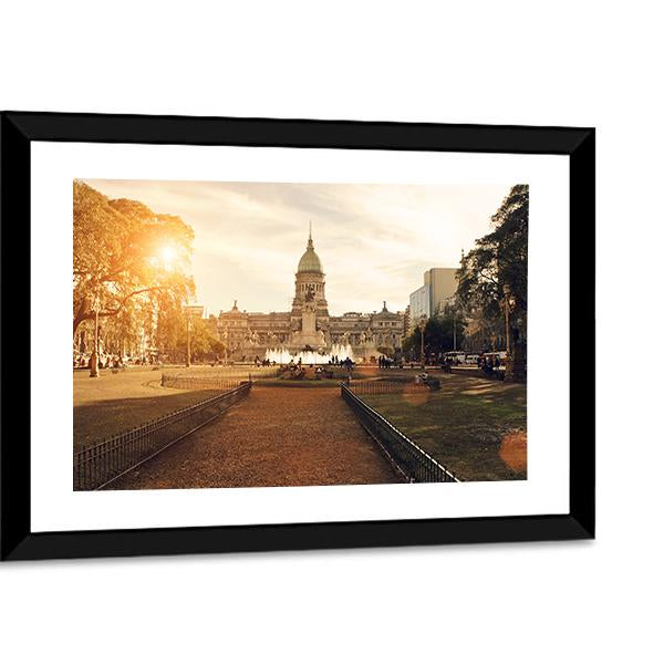 National Congress In Buenos Aires Canvas Wall Art-3 Horizontal-Gallery Wrap-25" x 16"-Tiaracle