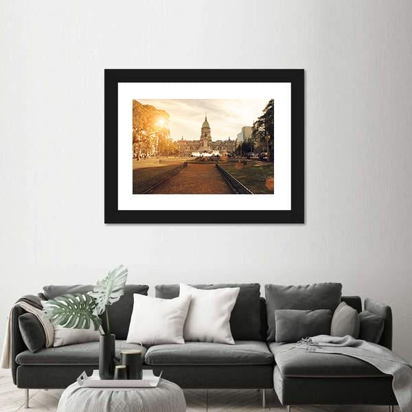 National Congress In Buenos Aires Canvas Wall Art-3 Horizontal-Gallery Wrap-25" x 16"-Tiaracle