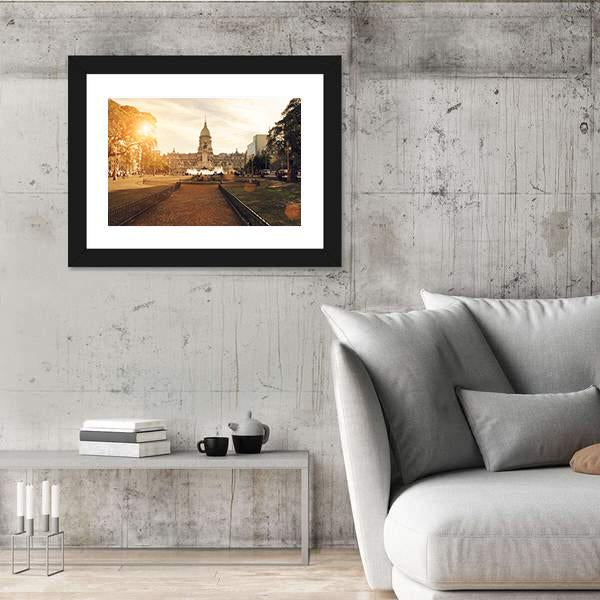 National Congress In Buenos Aires Canvas Wall Art-3 Horizontal-Gallery Wrap-25" x 16"-Tiaracle