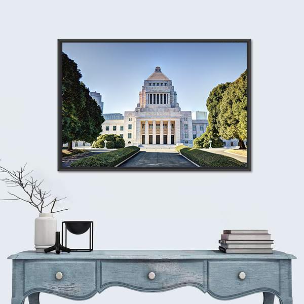 National Diet House Japan Canvas Wall Art-1 Piece-Floating Frame-24" x 16"-Tiaracle