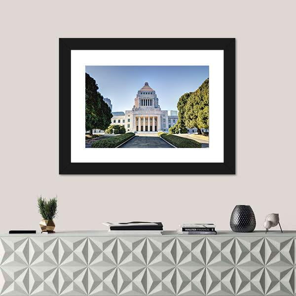 National Diet House Japan Canvas Wall Art-1 Piece-Framed Print-20" x 16"-Tiaracle