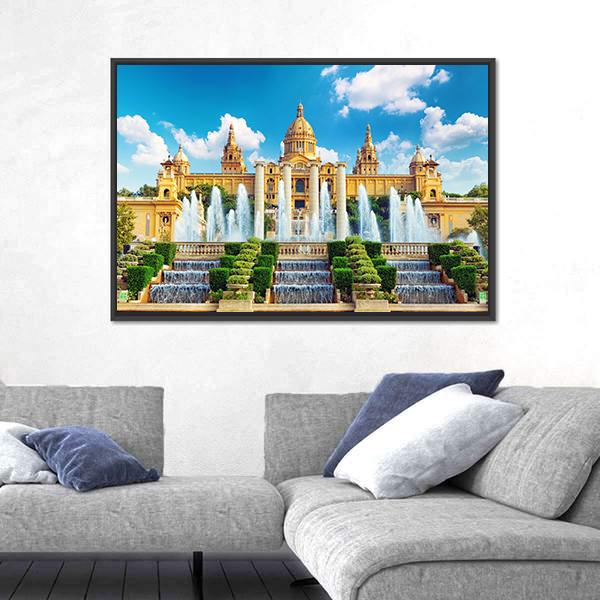 National Museum In Barcelona Canvas Wall Art-3 Horizontal-Gallery Wrap-25" x 16"-Tiaracle