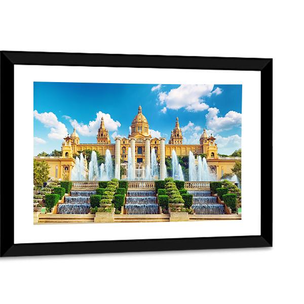 National Museum In Barcelona Canvas Wall Art-3 Horizontal-Gallery Wrap-25" x 16"-Tiaracle