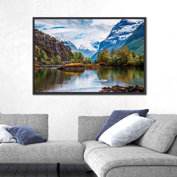 Natural Landscape Norway Canvas Wall Art-5 Horizontal-Gallery Wrap-22" x 12"-Tiaracle