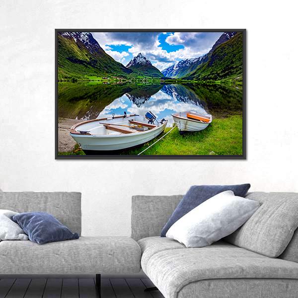 Natural Landscape Of Norway Canvas Wall Art-5 Horizontal-Gallery Wrap-22" x 12"-Tiaracle