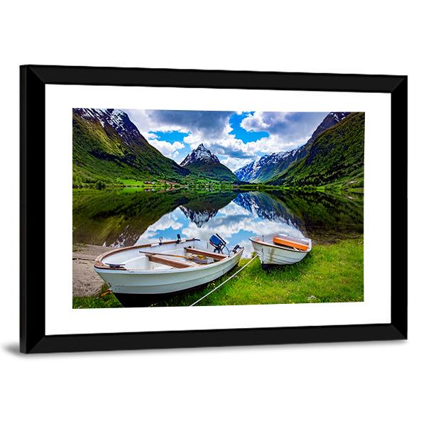 Natural Landscape Of Norway Canvas Wall Art-5 Horizontal-Gallery Wrap-22" x 12"-Tiaracle